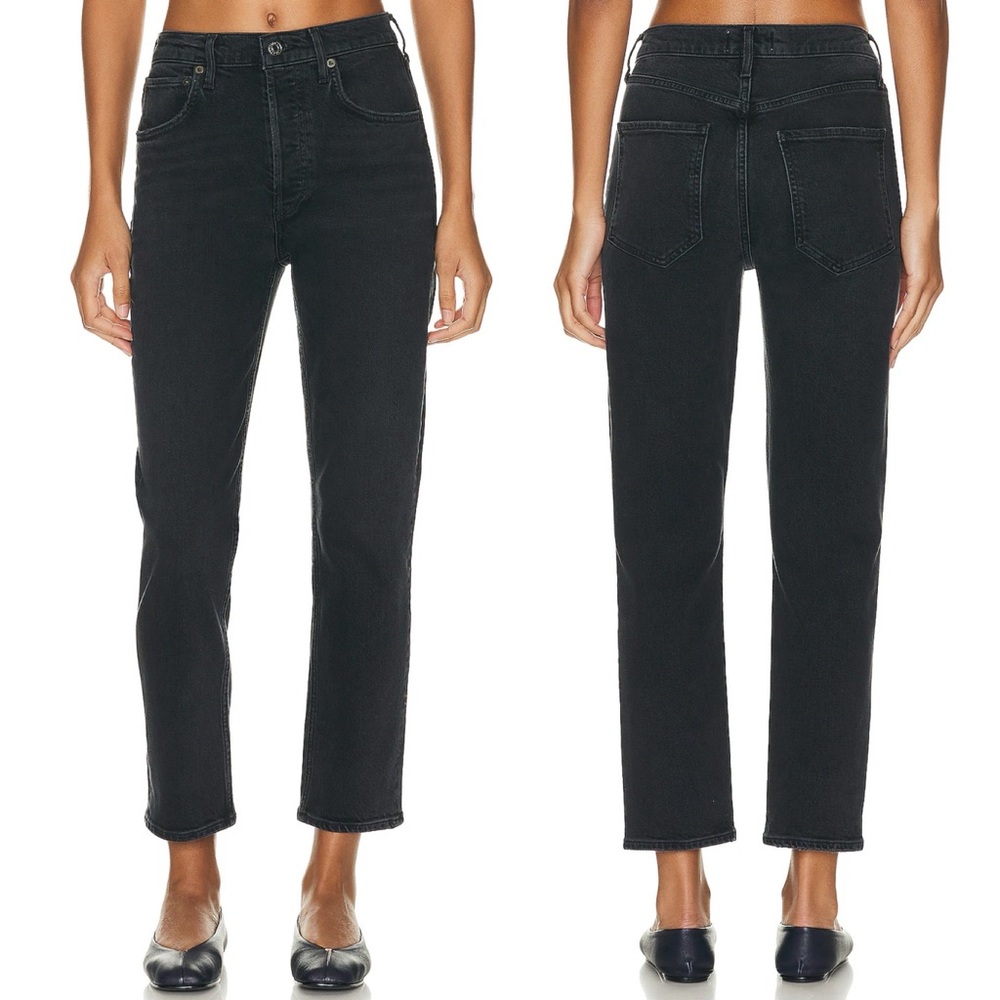 Agolde Riley High Rise Crop Straight Leg Jeans Panoramic
